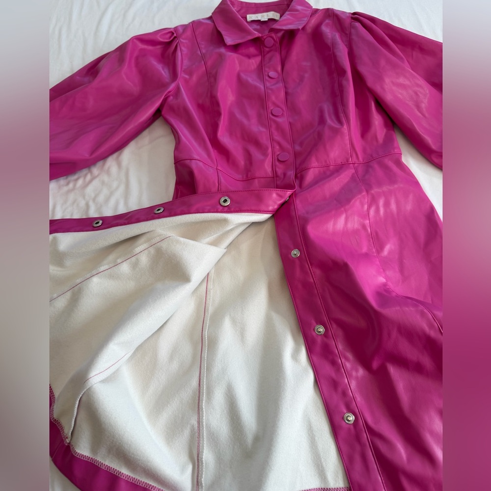 Karlie Faux Leather Dress Faux pink size S puffy sleeves - Picture 6 of 12